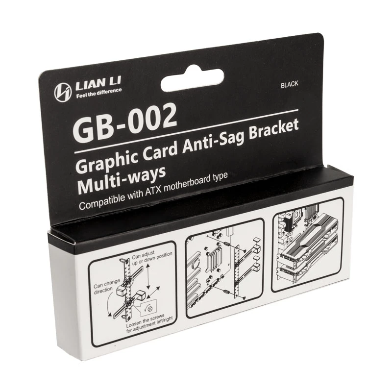Lian Li GB-002 supporto universale per scheda grafica, acciaio, 128,4 mm, nero, 2 pz.