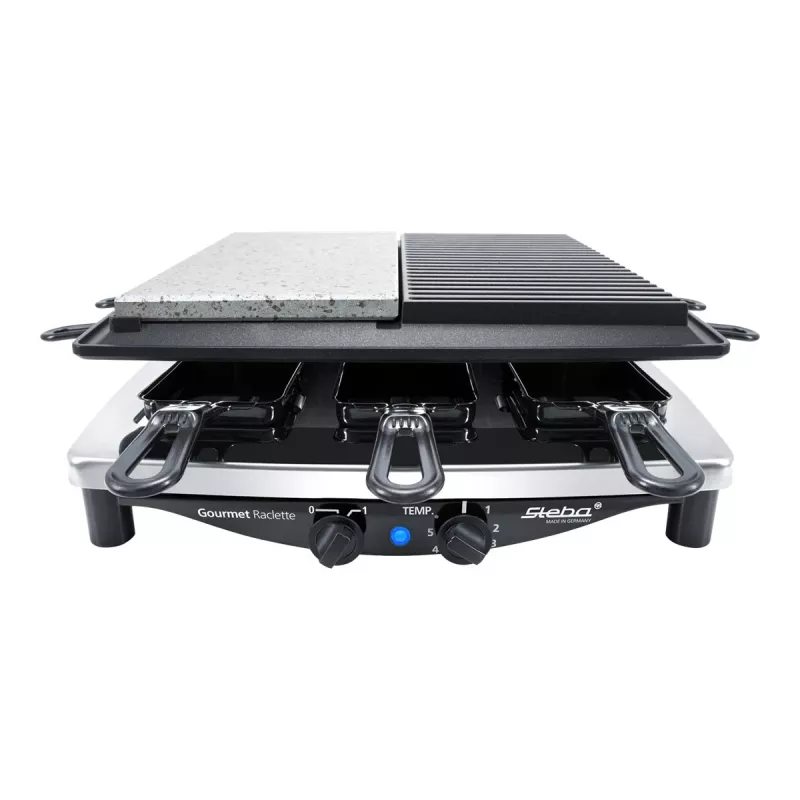 Steba RC 4 Plus Deluxe Chrome griglia raclette, acciaio inox/nero
