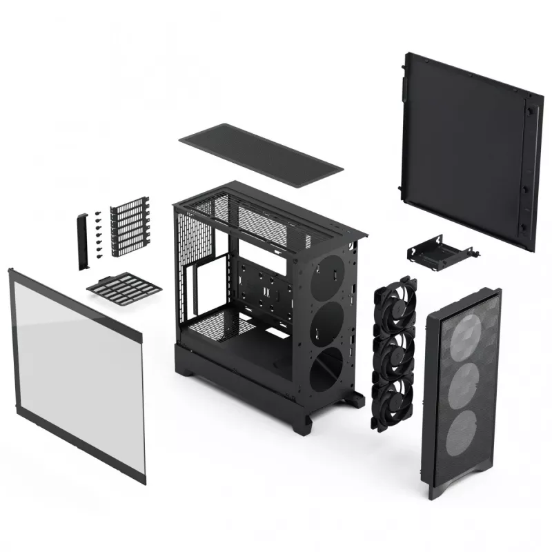 Case PC Fractal Design Pop 2 Air Black TG Midi Tower – ATX, 3 ventole frontali da 120 mm, supporta unità da 2,5