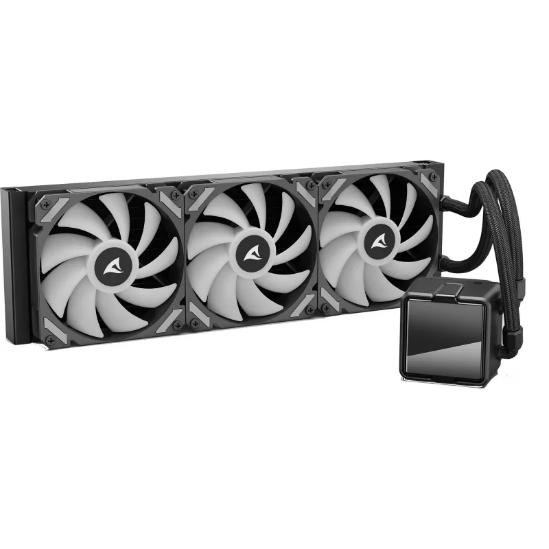 Dissipatore a liquido per CPU All-in-One Sharkoon S60 ARGB – radiatore da 360 mm, 3 ventole PWM da 120 mm, nero