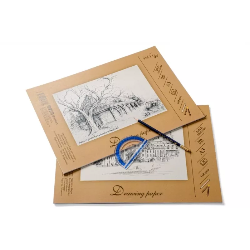 Carta da disegno e schizzo SMLT A3, 160 g/m², 20 fogli, incollata