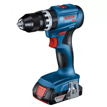 Trapano avvitatore a batteria Bosch GSB 18 V — 18 V, 4 Ah Li-Ion, 45 N·m, 500/1900 giri/min, 35 mm legno, 10 mm acciaio, 2 batterie, caricabatterie, valigetta