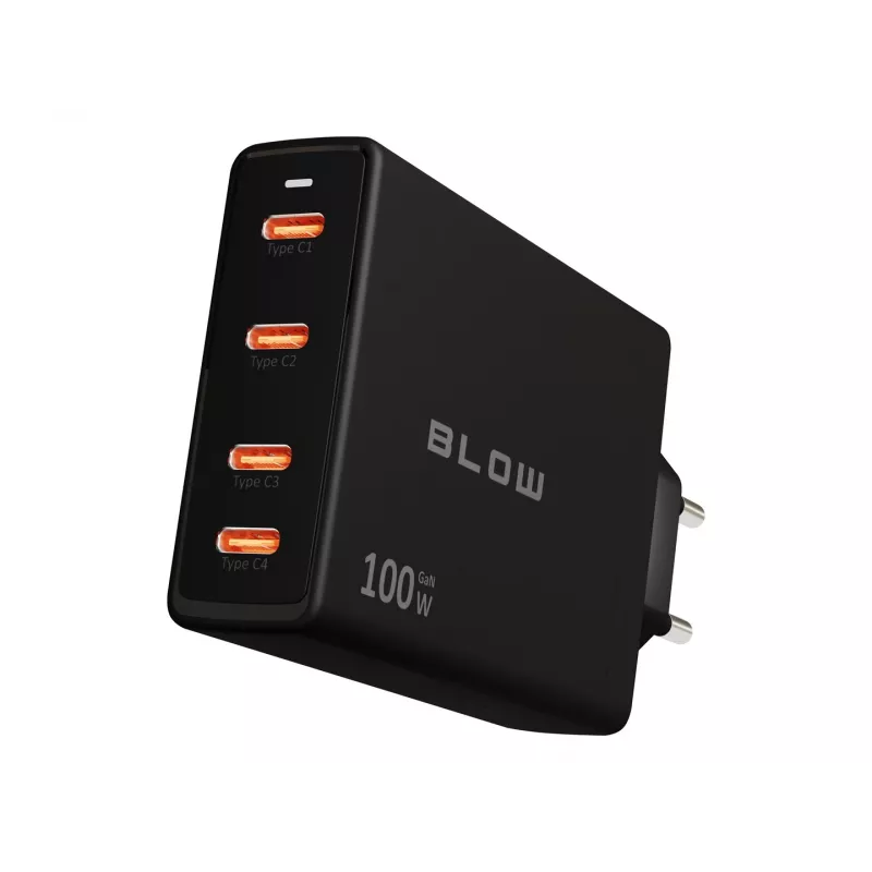BLOW 4xUSB-C PD 100W GaN caricabatterie da parete, nero