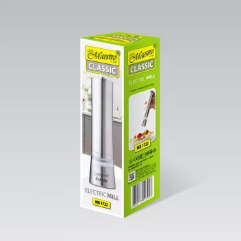Macina spezie elettrico Maestro MR-1722 200W acciaio inox, macinino da tavolo a batteria con macine in ceramica