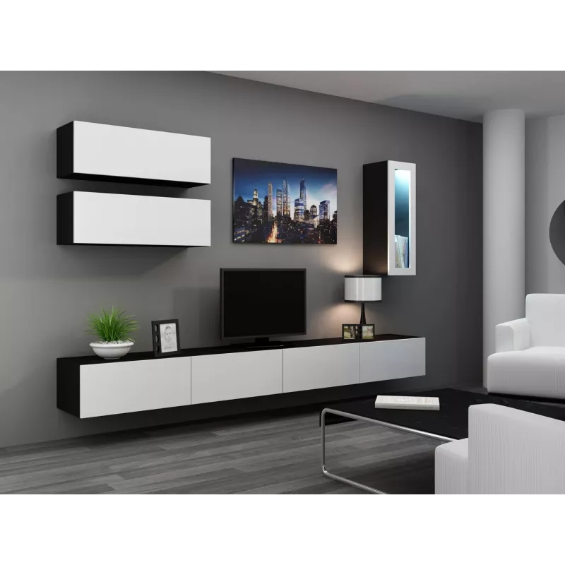 Armadietto Cama VIGO 90 chiuso 90/35/32 nero/bianco lucido