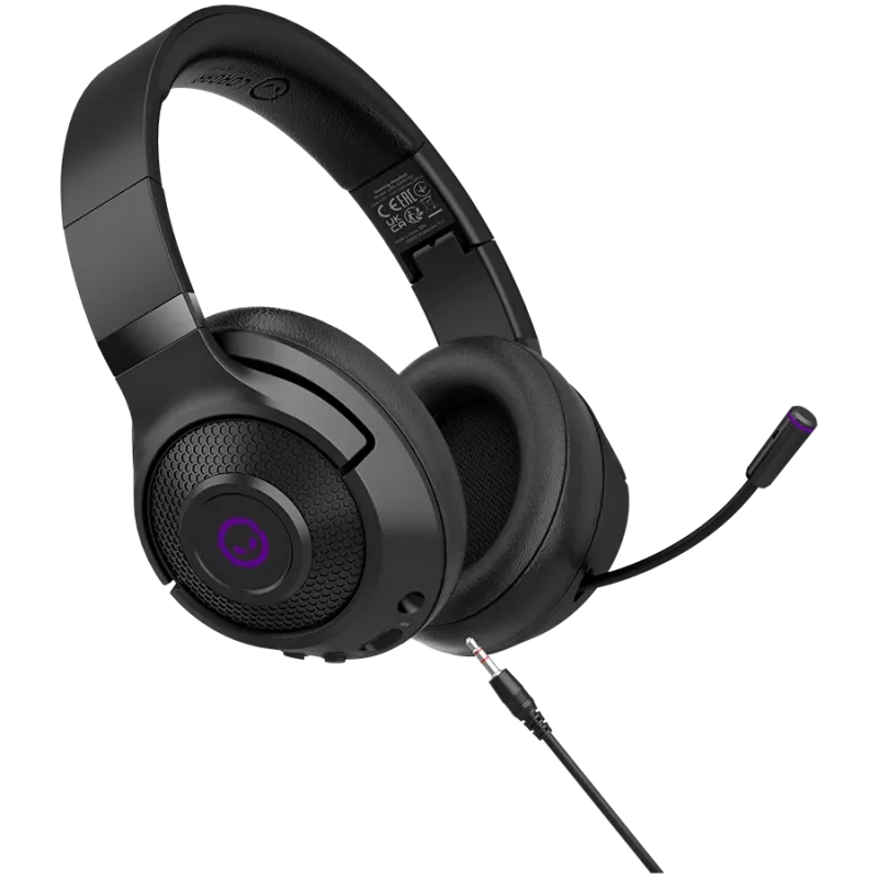 Lorgar Noah 702 (LRG-GHS702) cuffie gaming wireless, Bluetooth 5.3, ricevitore USB, AUX da 3,5 mm, driver da 40 mm, 1000 mAh, RGB, nere
