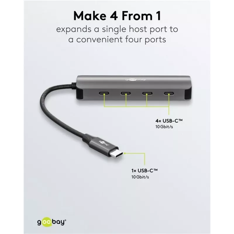 Hub USB slim 4 porte Goobay USB-C a 10 Gbit/s - connettore maschio> 4x (76565)