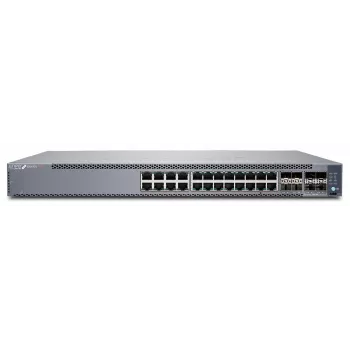 Juniper EX4100 24 porte 10/100/1000BaseT PoE+, 4x porte uplink 10G SFP+, 4x porte stacking/uplink 25G SFP28, ventole ridondanti, 1 alimentatore AC JPSU-920-AC-AFO incluso (ottiche vendute separatamente) con SW standard. Conforme TAA. (EX4100-24P)