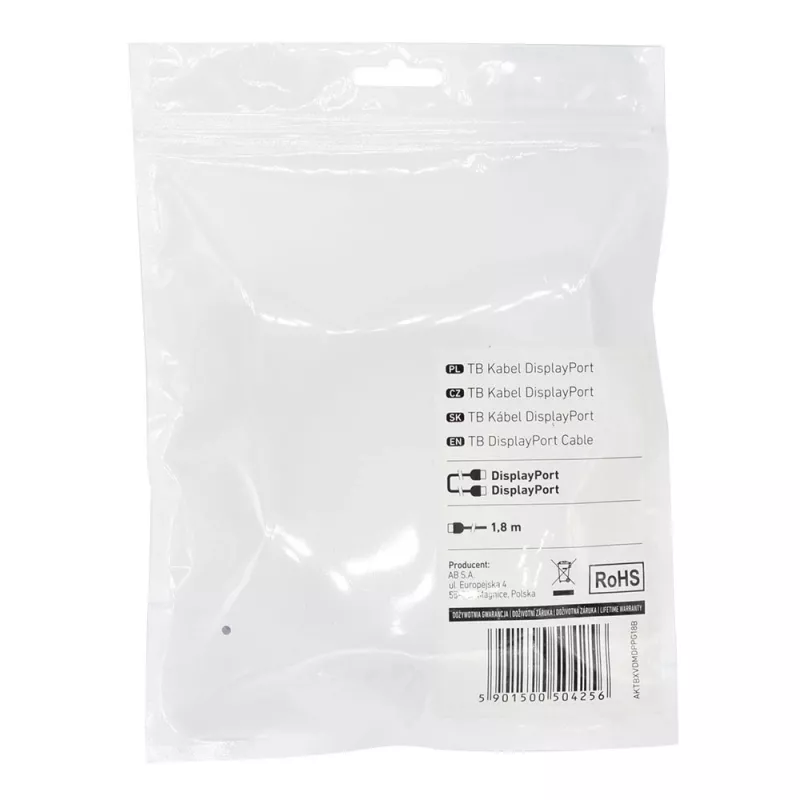 Cavo DisplayPort TB M/M 1,8 m, nero (AKTBXVDMDPPG18B)