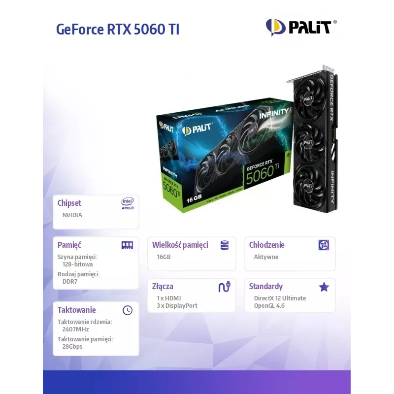 Scheda grafica Palit GeForce RTX 5060 Ti 16 GB GDDR7