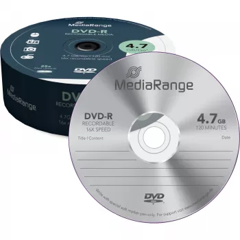 MediaRange - 25 x DVD-R - 4,7GB (120 min) 16x - Spindel (MR403)