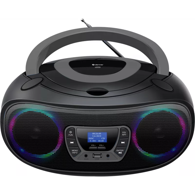 Denver TDB-212GR boombox DAB+ con lettore CD, DAB+/FM, Bluetooth, USB, AUX, grigio