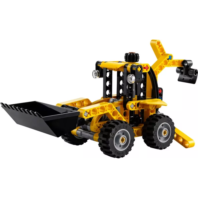 Set da costruzione LEGO Technic Backhoe Loader 42197 — sterzo articolato, caricatore funzionante, 104 pezzi, età consigliata 7+