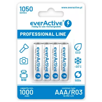 Batterie ricaricabili AAA NiMH everActive EVHRL03-1050 1,2 V — 4 pz., 1050 mAh