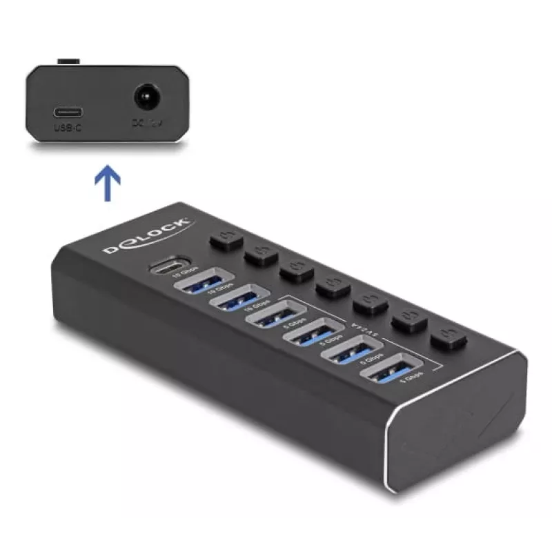 DeLOCK 64326 hub interfaccia USB 3.2 Gen 2 (3.1 Gen 2) Type-C 10000 Mbit/s nero