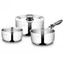 Set di pentole LAMART LT1009 — 5 pezzi, antiaderente, acciaio inox, fondo sandwich, resistente al calore