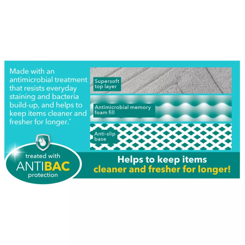 Tappetino da bagno Beldray LA032647LGRYUFFEU7 Antibac Chevron memory foam, antibatterico, grigio