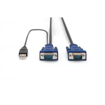 DIGITUS Octopus - Cavo tastiera/video/mouse (KVM) - HD-15 (M) - USB Type-A, 4 poli, PS/2, 6 poli (M) - 5,0 m - nero (DS-19233)