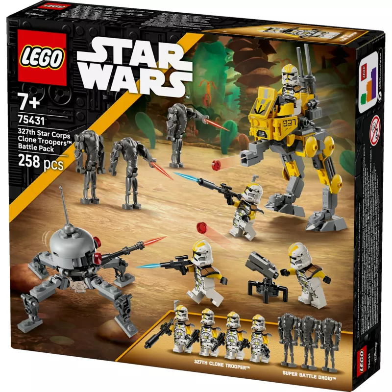 Set LEGO Star Wars 327th Star Corps Clone Troopers Battle 75431 — 258 pezzi, 7 minifigure, età 7+