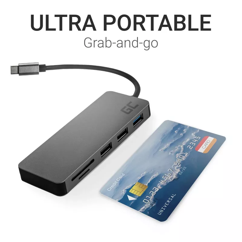 Green Cell AK50 - USB 3.2 Gen 1 (3.1 Gen 1) Type-C - USB 2.0 - USB 3.2 Gen 1 (3.1 Gen 1) Type-A - USB 3.2 Gen 1 (3.1 Gen 1) Type-C - MicroSD (TransFlash) - SD - argento - Apple MacB