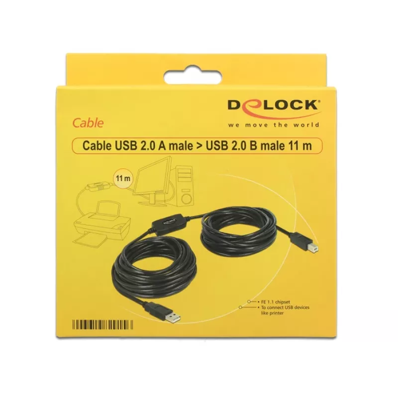 Cavo USB DeLOCK 11 m USB2.0-A - USB2.0-B