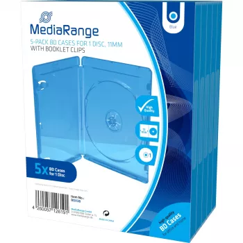 MediaRange BOX38 custodia video Blu-ray singola, blu, confezione retail da 5