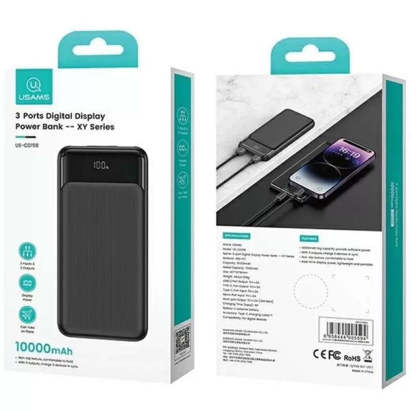 Caricabatterie USAMS USA001631 30W con 1x USB-C e 1x USB-A ricarica rapida