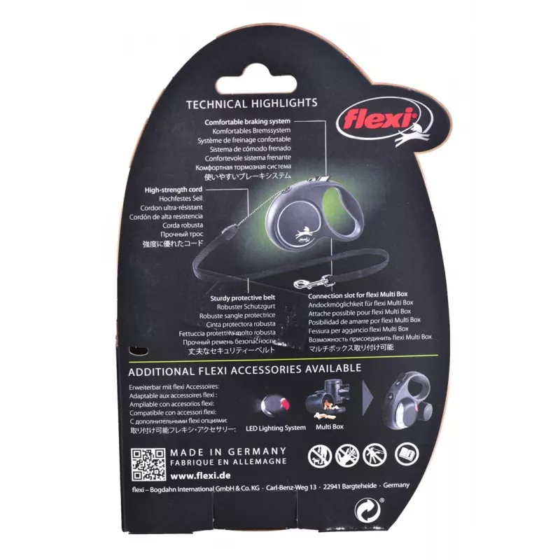 Flexi Black Design S 5 m guinzaglio per cani con meccanismo a rotella