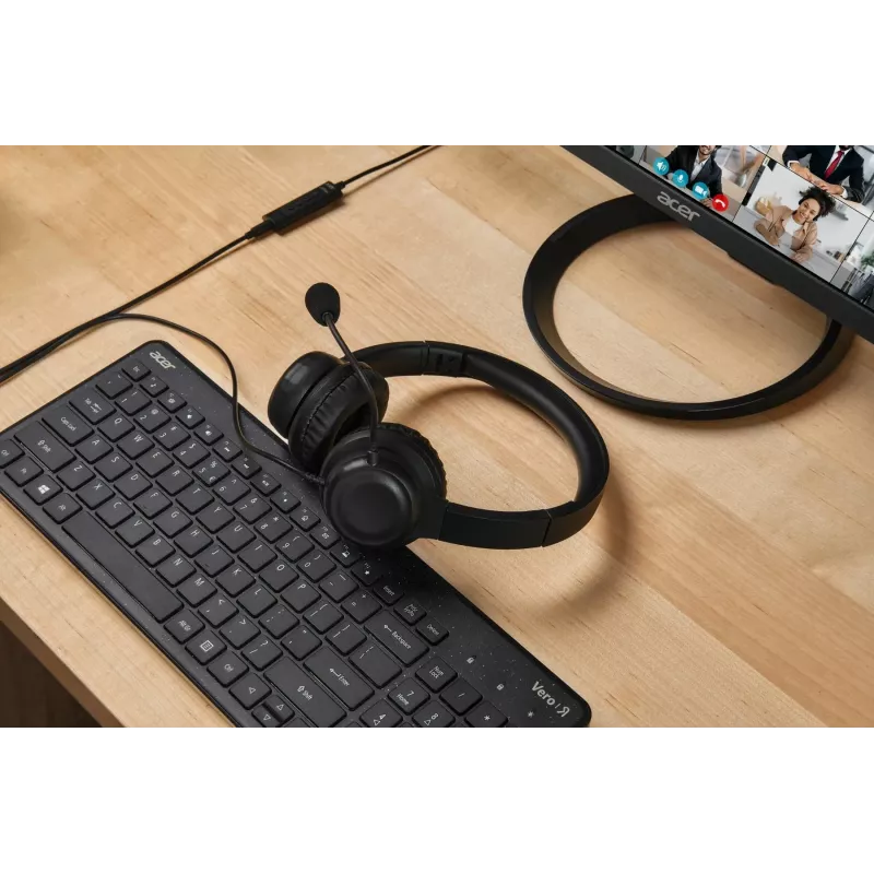 Acer AHW154 GP.HDS11.02D cuffie da ufficio cablate, stereo, connettore jack, microfono flessibile integrato, nere