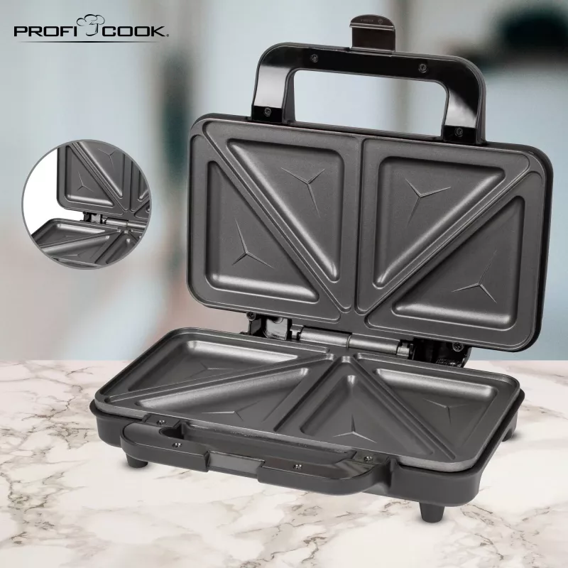 ProfiCook PC-ST 1092 - Sandwich maker - 900 W - Acciaio inox/nero