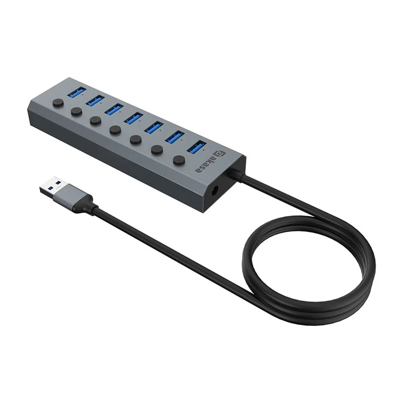 Hub USB Akasa AK-HB-21BKCM alluminio USB 3.2 Gen 1 5000 Mbit/s