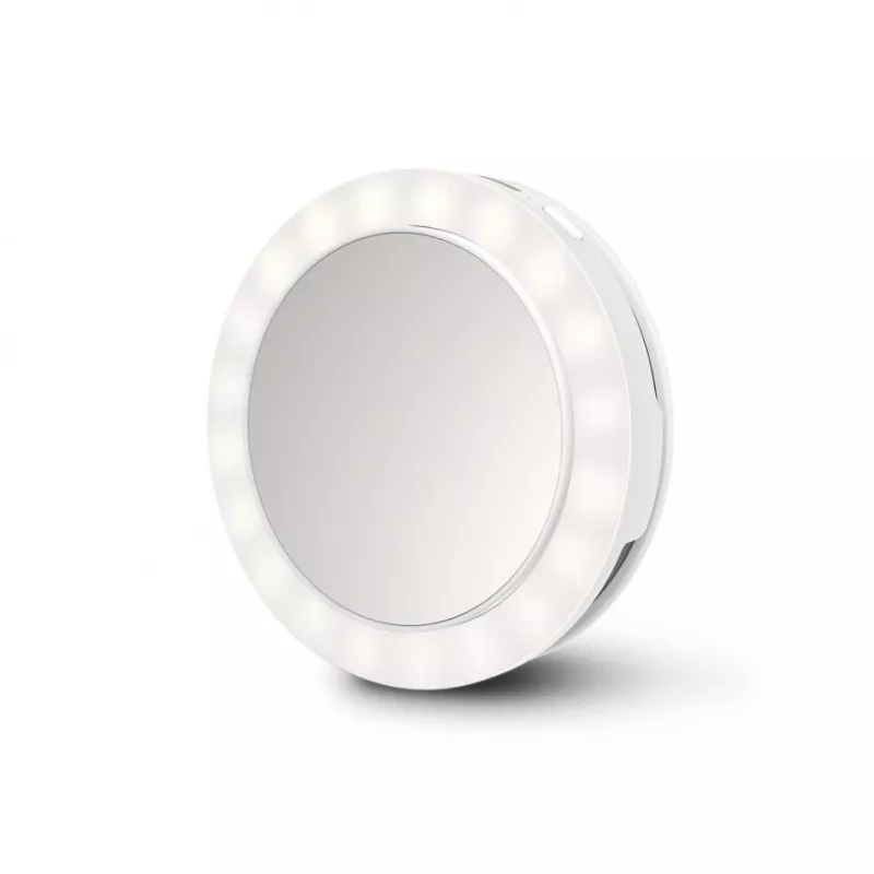 Specchio da trucco freestanding Medisana 23603 — rotondo bianco, a batteria, pieghevole, con illuminazione integrata