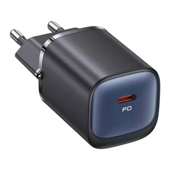 usams caricabatterie rapido USB-C GaN da 30 W USA001446 — caricabatterie da muro portatile USB-C PD da 30 W, nero