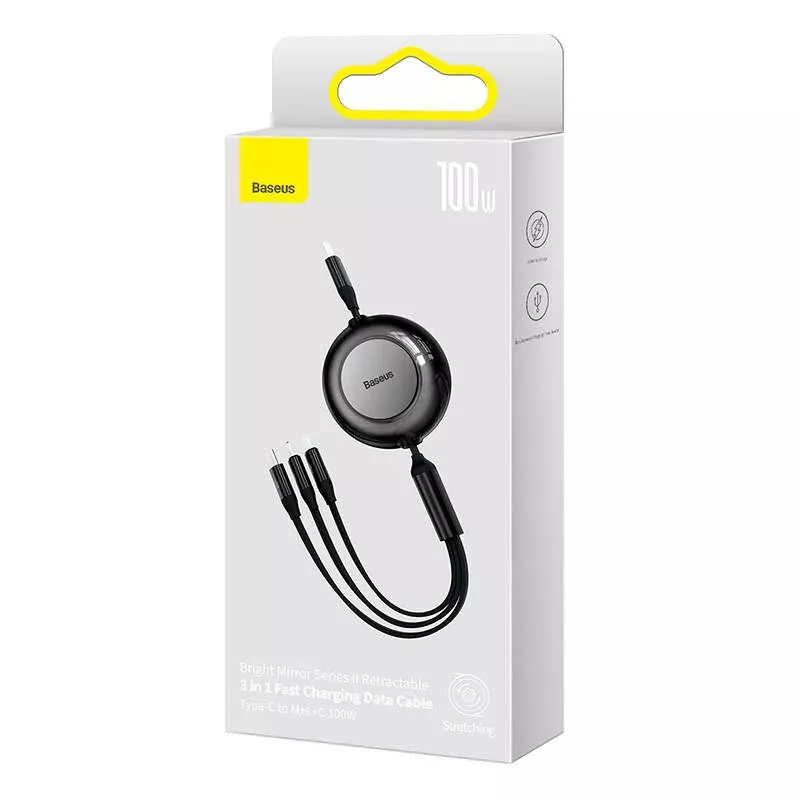 Cavo USB Baseus CAMJ010201 1,1 m USB 3.2 Gen 1 USB C Micro USB-A Lightning nero
