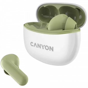 CANYON Cuffie In-Ear TWS-5, Verde Bluetooth 5.3, Controllo touch, Ingresso di ricarica: USB-C