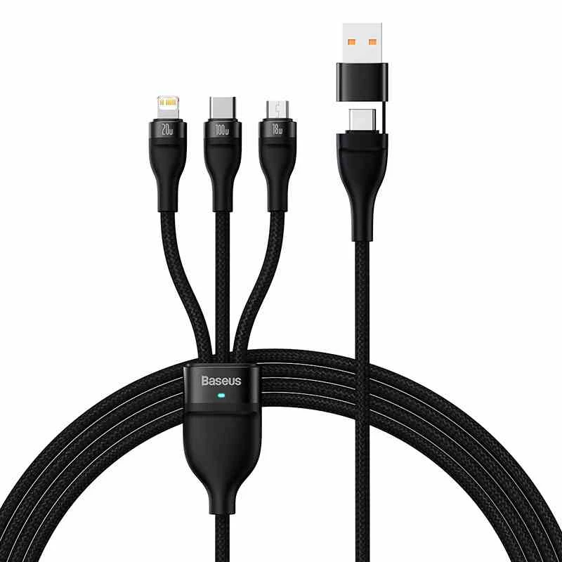 Cavo USB Baseus CASS030101 1,2 m USB-A/USB-C USB-C/Micro-USB-B/Lightning nero