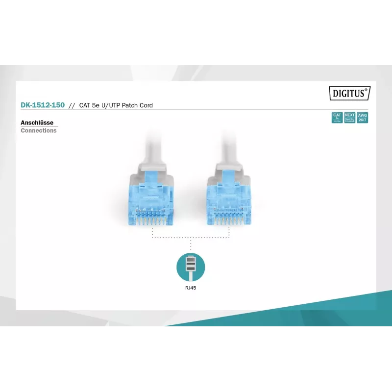 Digitus DK-1512-150 cavo di rete RJ45 CAT 5e U/UTP grigio 15 m