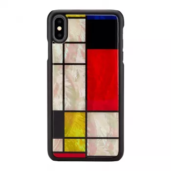 Custodia per smartphone iKins per iPhone XS Max Mondrian nero – cover protettiva, guscio rigido