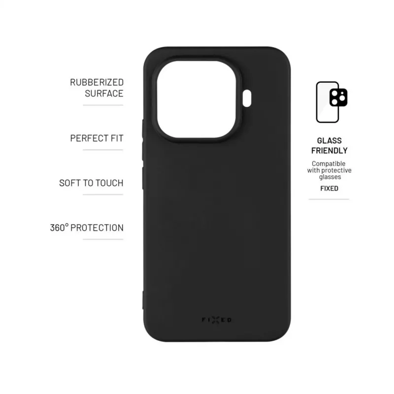 FIXED cover posteriore per cellulare per Xiaomi 15T Pro — custodia protettiva gommata nera