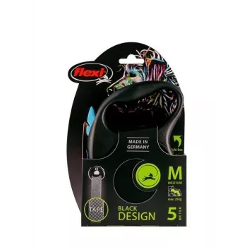 Guinzaglio a rotella Flexi flexi Black Design M — lunghezza 5 m, versione a nastro, carico max 25 kg, impugnatura ergonomica