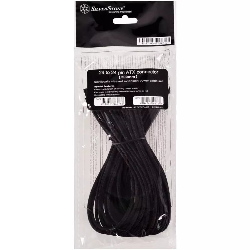 SilverStone SST-PP07-MBB cavo di prolunga ATX a 24 pin, 30 cm, nero