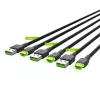 Green Cell Ray KABGCSET02 set di cavi da USB-A a USB-C (3 pz.), 1,2 m, 480 Mbps, retroilluminazione LED verde