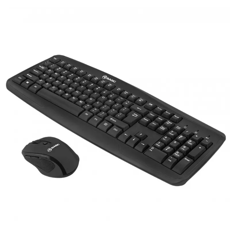 Set tastiera e mouse wireless Tellur Basic nero – 2,4 GHz, ricevitore USB, layout compatto