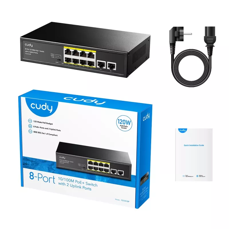 Cudy FS1010P switch di rete Fast Ethernet (10/100) Power over Ethernet (PoE) nero