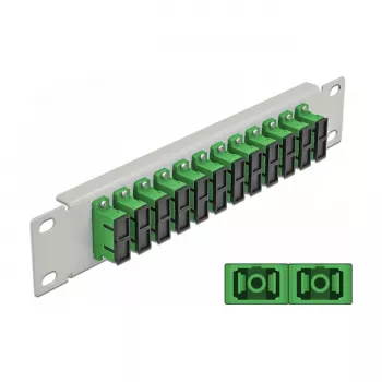 Patch Panel in fibra ottica DeLOCK 10 pollici 12 porte SC duplex verde 1HE grigio