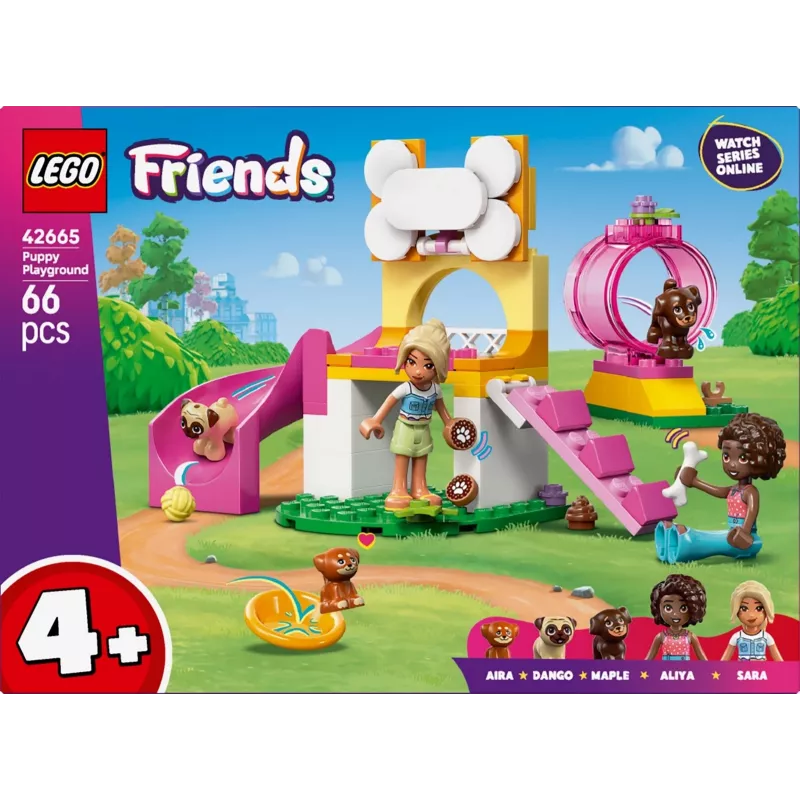 Giocattolo da costruzione LEGO Friends Parco giochi per cuccioli set 42665, 66 pezzi, 2 minifigure, età 4+