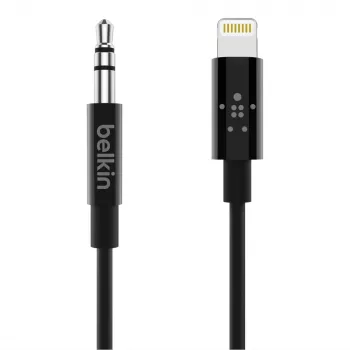 Cavo Belkin Lightning a jack cuffie - Lightning maschio a mini jack stereo maschio - 91,4 cm - nero - per Apple iPhone (Lig