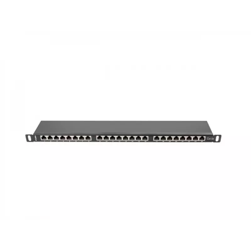 Patch panel LANBERG PPS5-0024-B 24 porte CAT5e, metallo, 0,5 U, 445×99×22,3 mm, nero