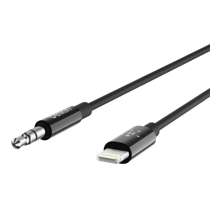 Cavo Belkin Lightning a jack cuffie - Lightning maschio a mini jack stereo maschio - 91,4 cm - nero - per Apple iPhone (Lig