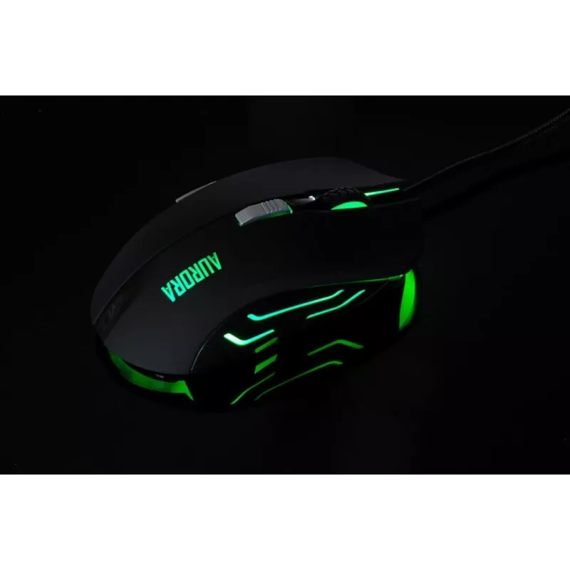 iBox Aurora A-1 IMOGS9031 mouse da gaming ottico cablato, 2400 DPI, USB Type-A, RGB, per destrimani, nero
